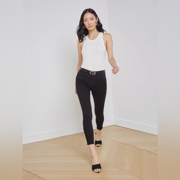 L'AGENCE Denim - L’Agence Margot Skinny High Rise Jeans in black size 25